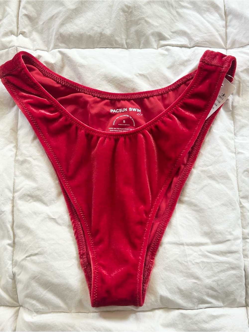 PacSun Red Velvet High Cut Bikini Bottoms | Size Small | NWT